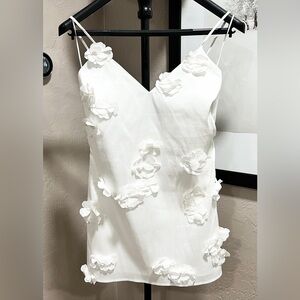 Abercrombie 3D Floral Satin Slip Dress White MP Petite Bridal Party Mini